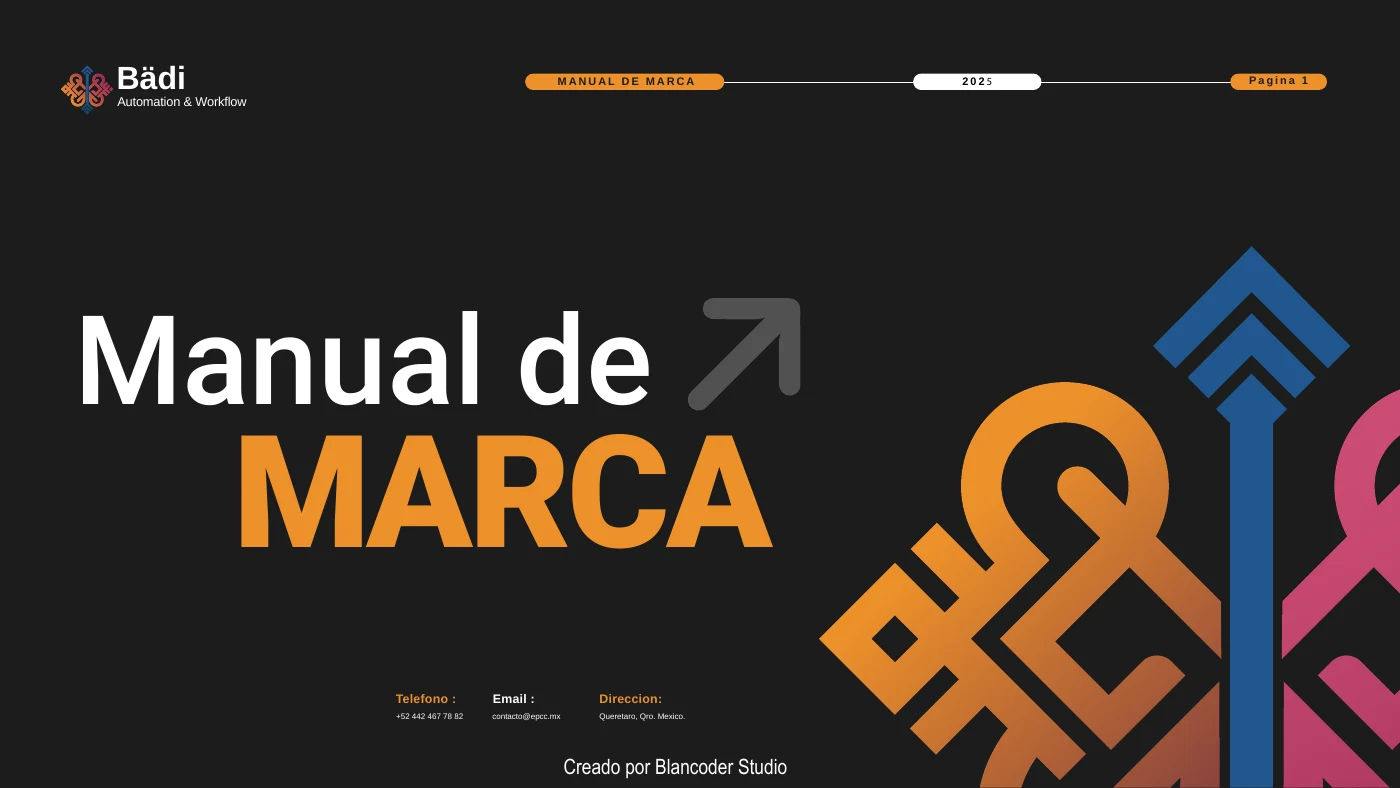 Portada del manual de marca Bädi, creado por Blancoder Studio.