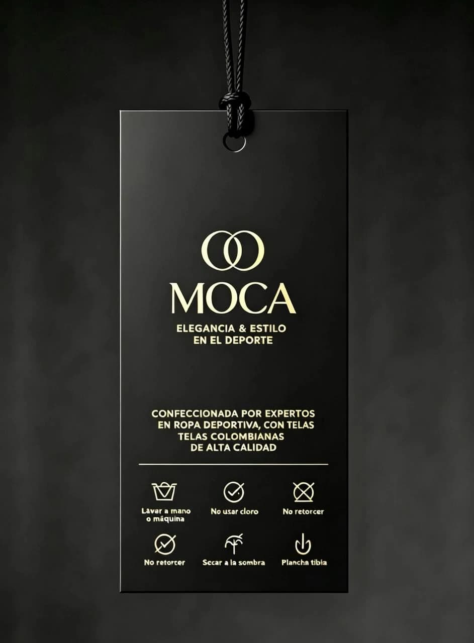 Presentación de etiqueta MOCA con identidad e indicaciones de cuidado.
